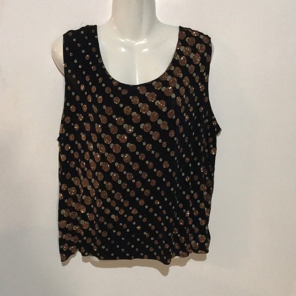 Citiknits Black/Gold S/L Top 2X - Picture 1 of 5